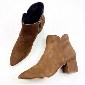 [Cole Haan] Brown Suede Pointed Toe Ankle Boot